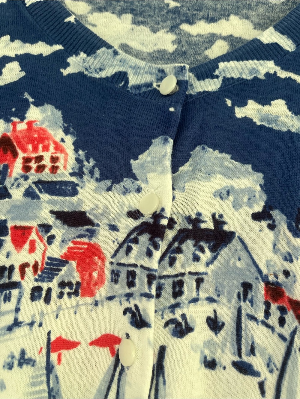TALBOTS Sailboat Regatta Cotton Cardigan Size Large  Nautical - Picture 4 of 13